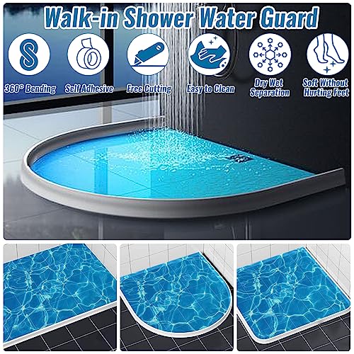 3" High Shower Threshold Water Dam 67" Long Collapsible Shower Water Splash Guard Self-adhesive Shower Barrier Bath Water Stopper To Keep Dry and Wet Separation Bathroom Kitchen (5.6Ft) - style: 5.6 ft