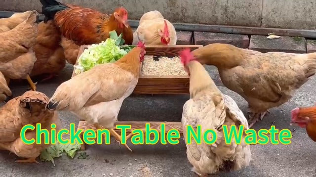 Chicken Picnic Table No Waste, Large Chicken Feeder Handmade Wooden, DIY Chicken Table Feeder Kit, Wild Bird, Duck & Squirrel Feeders No Mess, Mesh Bottom Keep Food Fresh and Dry Easy to Clean Fill - color: Natural Solid Wood