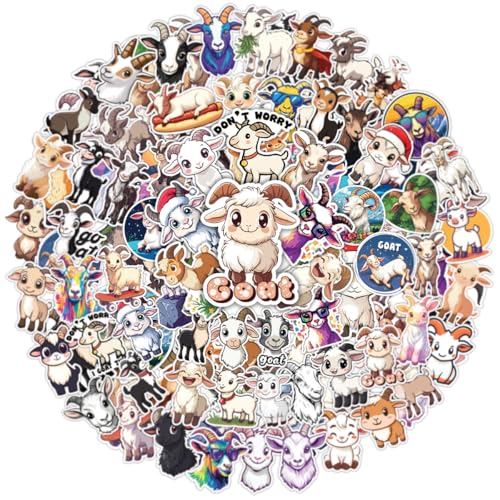 64pcs Goat Stickers - Goat Sticker Waterproof Decals for Water Bottles Laptop Luggage Computer Scrapbooking Teens Adults Girls Kids Funny Party Birthday Decorations