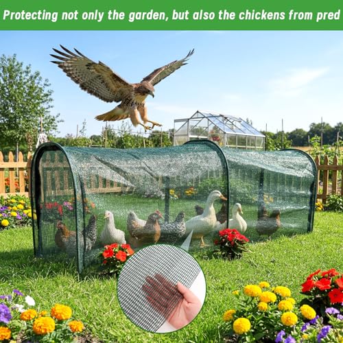 Chicken Runs for Yard,79" & 157" Extra Long Foldable Chicken Tunnels for Outside,All-in-One Kit with Sun Protection Net, Removable Door, Frame & Tools (Green, 79 * 21 * 32 inches) - size: 79*21*32 inches