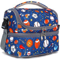 FlowFly Double Decker Cooler Insulated Lunch Bag Large Tote for Boys, Girls, Men, Women, With Adjustable Strap, Football - color: Football
