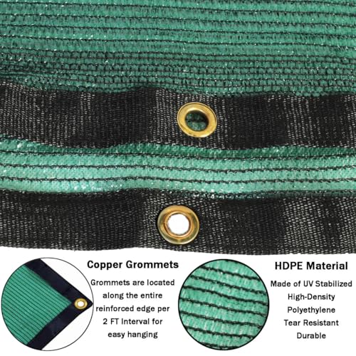 70% Green Shade Cloth with Grommets, 12 FT X 12 FT UV Blocking Mesh Tarp | Heavy Duty Shade Cover for Garden,Patio, Plant Cover, Tomatoes, Barns Kennel, Greenhouse - size: 12FT X 12FT