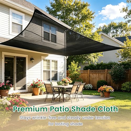Shade Cloth, 20FT X 20FT 90% Black Outdoor Woven Sun Shade with Grommets, Durable Breathable Netting Shading Antifreezing for Patio, Garden, DIY Home, Plants Cover, Greenhouse, Dog Kennel