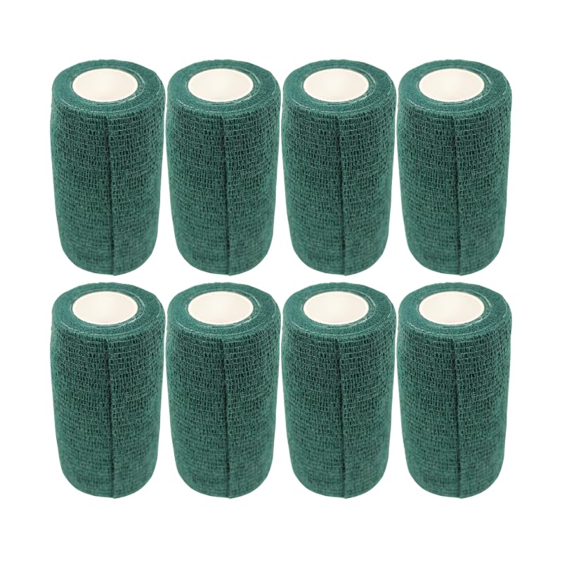 4" Cohesive Flexible Bandage Wrap – Green - 8 Pack | Self-Adherent Vet Tape for Animal Use | Breathable, Easy Tear, No Clips Required | Ideal for Horses, Dogs, Livestock, Pets - color: Green