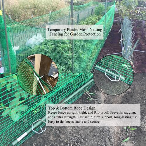 Deer Fence Netting 5x100 FT, Heavy Duty Plastic Mesh Fence Roll | 1/2" Temporary Animal Barrier Fencing For Deer, Birds, Chicken, Poultry, Fruit Trees, Construction & Garden Protection, Green - size: 5x100 FT