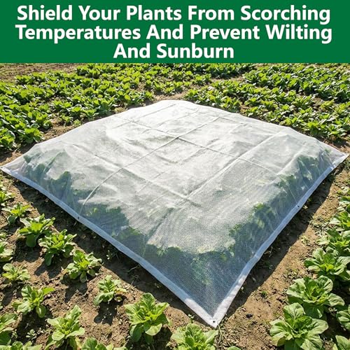 9.9 x 9.9 Ft Plant Sun Shade Cloth, 60% Shading White Sun Protection Net | Tear Resistant Garden Sunshade Cloth Cover with Reinforced Grommets for Protecting Plants from Direct Sunlight - color: 3x3m