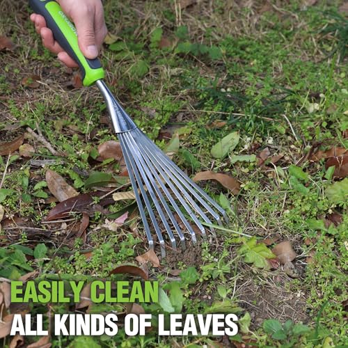 WORKPRO 16" Hand Rake, Garden Rake with Soft Handle | Heavy Duty Stainless Steel Small Garden Hand Tool for Gardening, Cultivating, Loosening Soil & Spreading Mulch, Flower Beds