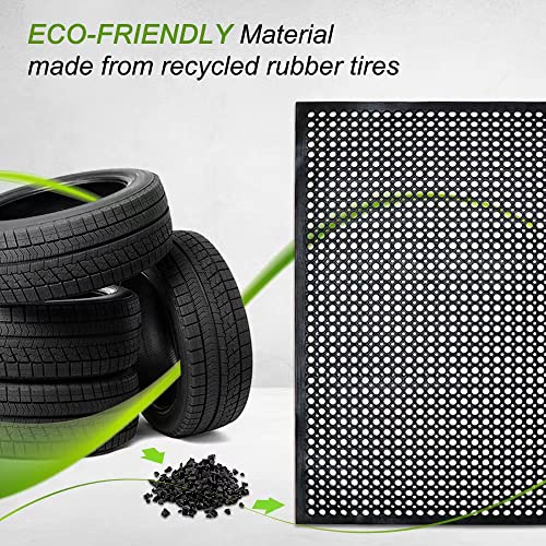 Anti-Fatigue Rubber Floor Mat - NANBOWANG Commercial Grade Grease Resistant Non-Slip Recycle Tyre Floor Mats for Restaurant Kitchen Bar Garden Outdoor Wet Area (40"X80") - size: 40"X80"