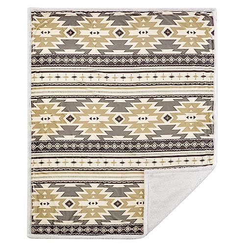 Paseo Road Indigo Hill by HiEnd Accents Desert Sage 54x68 Throw Blanket | Aztec Tribal Navajo Print, Western Southwestern-Style Sherpa Fleece Blanket for the Couch, Sofa, Bed, or Camping - color: Desert Sage Aztec