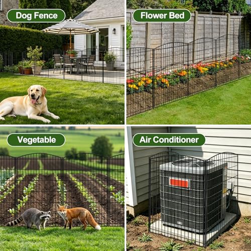 INJOPEXI Decorative Garden Fence 6 Panels 13ft (L)×42in (H) Animal Barrier Fences with 6 Panels Rustproof Metal Wire No Dig Rabbit Fencing Dog Fence for Outdoor Backyard Patio - Without Fence Gate - size: 6 Panels 13ft(L)-42"(H) - Without Gate