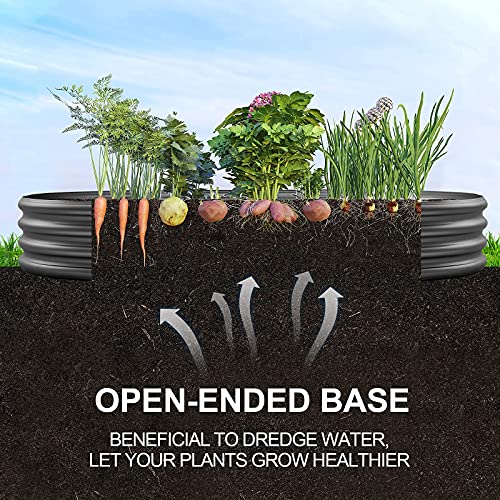 Land Guard 8×4×1 ft Galvanized Raised Garden Bed Kit，Raised Garden Boxes Outdoor, Oval Metal Raised Garden Beds for Vegetables（Grey）……… - color: 2-grey, size: 8×4×1ft(1pcs）