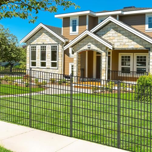 Toolterritary 10 Panels No Dig Garden Fence with Gate, 40 in(H) X 24.2 ft(L) Metal Fence Panels, Thickened Rustproof Garden Fencing, Animal Barrier Fence for for Dogs, Rabbits, Landscape, Patio - size: 40 in(H)×29in(L)