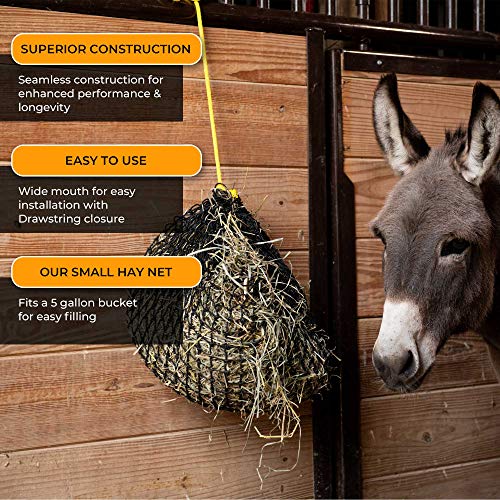 Extra Small Slow Feed Hay Net with 1 inch Holes, Easily Holds 1-2 Flakes