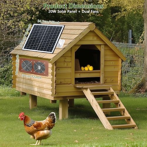 Zivif Solar Powered 2 Fan Kit for Chicken Coop, Greenhouse, Shed | 20W Solar Panel, Intake and Exhaust Ventilation, IP67 Waterproof, 360° Adjustable Mount, 8.8ft Cable