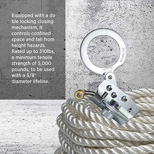 AFP Self-Locking Rope Grab with 2.25 inch Connecting Eye, Used with 5/8’’ Lifeline Rope, for Construction, Climbing, Fall-Protection, 310 lb. Capacity (OSHA/ANSI Compliant) Silver - color: Silver
