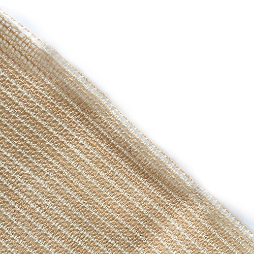Shatex 90% Sun Shade Fabric, 12x16ft Sun-Block Net Mesh Shade with Clips for Pergola Cover Porch Vertical Screen, Beige - size: 12x16ft with Clips - Beige