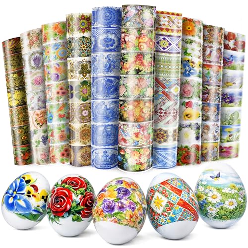 Pack 10 Thermo Heat Shrink Sleeves - Easter Egg Decorating Kit - Ukrainian Pysanky Supplies - Decorative Egg Wraps - Easter Decoration Wraps Pysanka Pysanky - for 70 Eggs