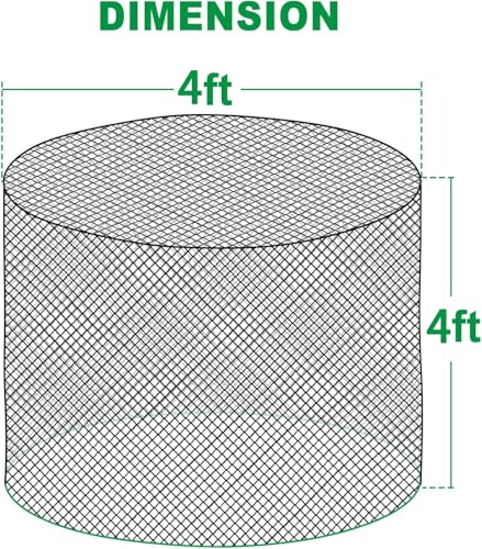 TONGMO 4x4 ft Round Bale Hay Net for Horses & Livestock - Slow Feeder Hay Nets with 2 inches Hole - size: 4×4 ft