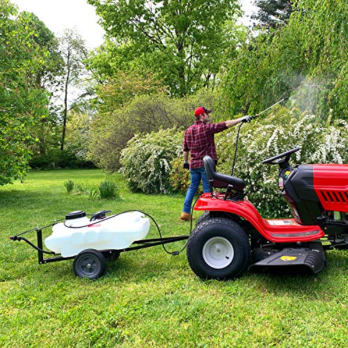 Brinly ST-152BH-A Self-Storing Tow Behind Lawn and Garden Sprayer with Collapsible Boom, 15-Gallon, Matte White - color: Matte White