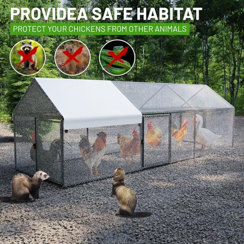NUGRIART Metal Chicken Coop 79"x40"x40", Portable Chicken Run with Cover | Hardware cloth poultry cage with waterproof cover for outdoor backyard use, suitable for poultry and small animals. - size: 79.0"L x 40.0"W x 40.0"H