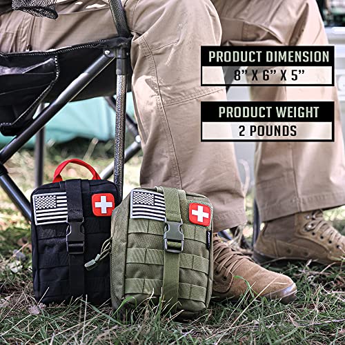 EVERLIT 250 Pcs Survival First Aid Kit | IFAK Outdoor Survival Kit Emergency Kit For Camping Hiking Hunting Earthquake Emergency Preparedness - color: Red