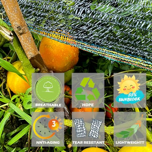 55% Shade Cloth for Garden, Black Shade Net 5X20 FT | Sunblock Mesh UV Resistant Net for Vegetables Flowers Greenhouse Raised Bed, Plant Shade Cover from Sun - size: 5X20 FT