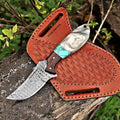 Custom Handmade 7'' fixed blade hoof rasp knife Cow boy knife Turquoise Handle Damascus steel Bull cutter, cowboy knives with pancake leather sheath (RESIN) - color: RESIN