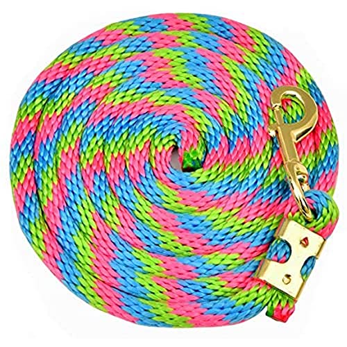 Mustang Poly Lead Rope 9ft. with Bolt Snap - color: Hot Pink/Aqua/Lime