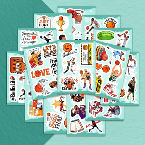 100Pcs Basketball Stickers for Water Bottle, Laptop - Basketball, Party Supplies & Decorations, Gifts for Men & Women - color: Basketball Stickers