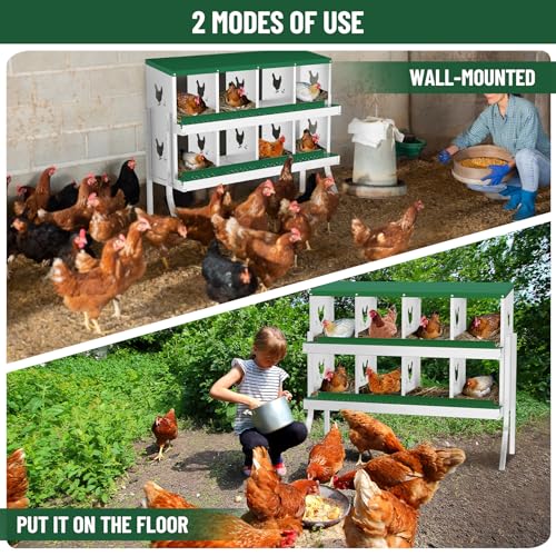 Chicken Nesting Box, 8-Hole Nesting Boxes with Bracket Legs, Removable Tray, Ventilation Holes, Easy Egg Collection & Cleaning, Laying Boxes for Hens,Green - color: Green, size: 42.7"L x 16.9"W x 26.6"H