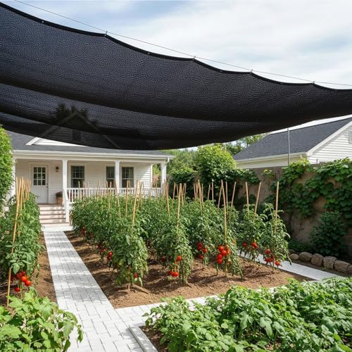 SUNNY GUARD Sun Shade Cloth, 12 x 20 FT Black HDPE Mesh | 85-95% Breathable shade cover creates a cooler space for plants, vegetables, greenhouses, patios, chicken coops, and kennels - color: 90 SHADE-BLACK, size: 12 FT x 20 FT