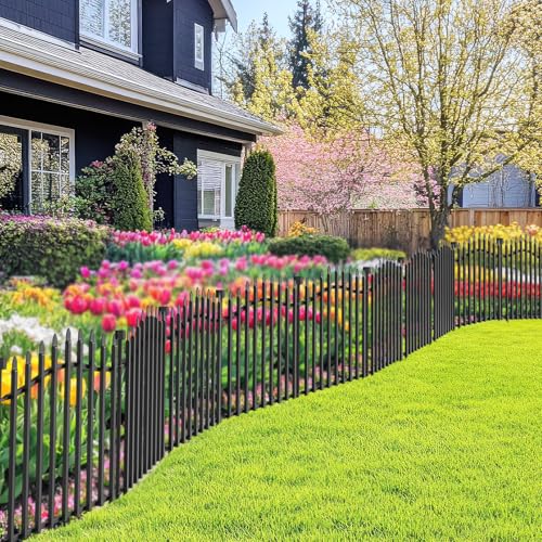 No Dig Garden Fence 24" H x 22.5'L Decorative Yard Dog Outdoor Panels - size: 24 in(H)
