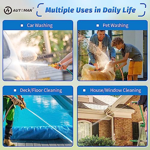 AUTOMAN Brass Hose Nozzle - High Pressure Jet Nozzle 4 Count (2 Set), Heavy Duty Water Hose Sprayer Sweeper with Hose Shutoff Valve, 3/4” GHT Nozzles for Garden Hose, Car Wash, Extra 10 Rubber Washers - size: Brass Jet Nozzle Set