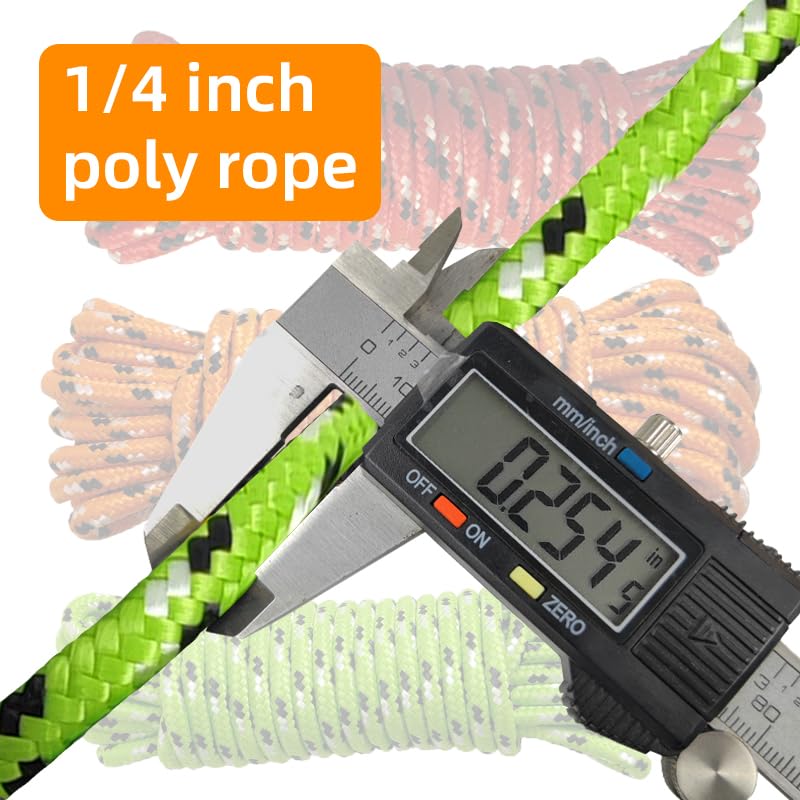Diamond Braided Polypropylene Rope Nylon Mix Thick Heavy Duty Ropes 1/4 inch 25ft High Strength Rope Perfect for Clothesrope Camping Hiking and Other Outdoor Activities 1/4 25ft 3Pack - size: 1/4'' 25ft 3Pack