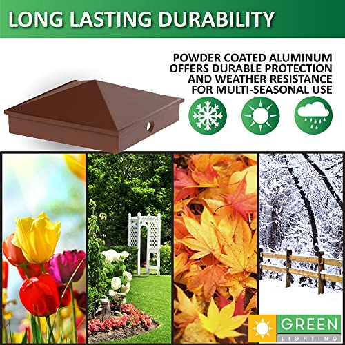 GreenLighting 4x4 Aluminum Pyramid Post Cap Cover (Brown 4 Pack) Fits 4x4 Nominal Wood (True 3.5 x 3.5) Powder Coated Matte Outdoor Post Caps Cover, Fence Wood Post, Decking, Waterproof - color: Brown 4x4, size: 4 Pack