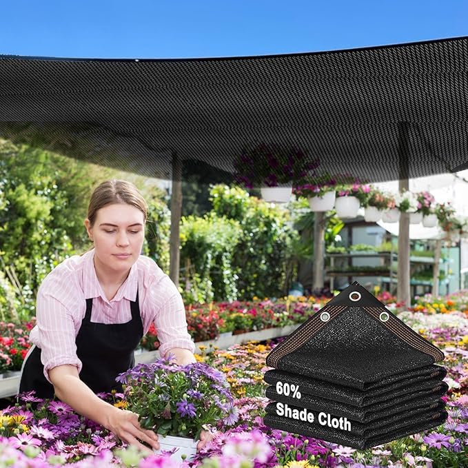 60% Shade Cloth 6x10ft, Heavy Duty Sun Shade for Garden, Greenhouse&Patio | 60% Sun Block, Tear-Resistant HDPE, Reinforced Grommets Every , for Chicken Coop, Pergola, Plant Cover, Patio & Camping - size: 60%-6X10ft(1.8x3m)