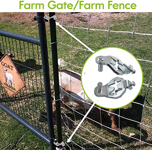 T-Post Gate Hinge Pins - Heavy Duty Gate Hanger, Hang a gate from a Metal T Post, Steel Gate Hinges Target Hanger for Farm Gate, Garden & Backyard Gate, Easy to Install. (Patent) - color: Silver