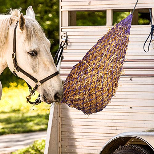 Majestic Ally 2 pcs Slow Feed 42” Hay Net for Horses, Strong Small 2x2” Holes, Nylon Rope Hanging, Adjustable Travel Feeder for Trailer and Stall, Simulates Grazing, Reduce Waste - color: BLACK