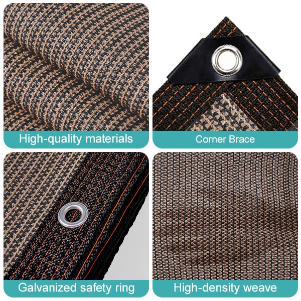 Garden Shade Cloth 70% Sun Shade Cloth with Grommets, Brown 5x6FT Pergola Shade Cover Canopy, Mesh Tarp Sun Screens for Patio, Outdoor, Garden, Backyard - size: 5X6FT