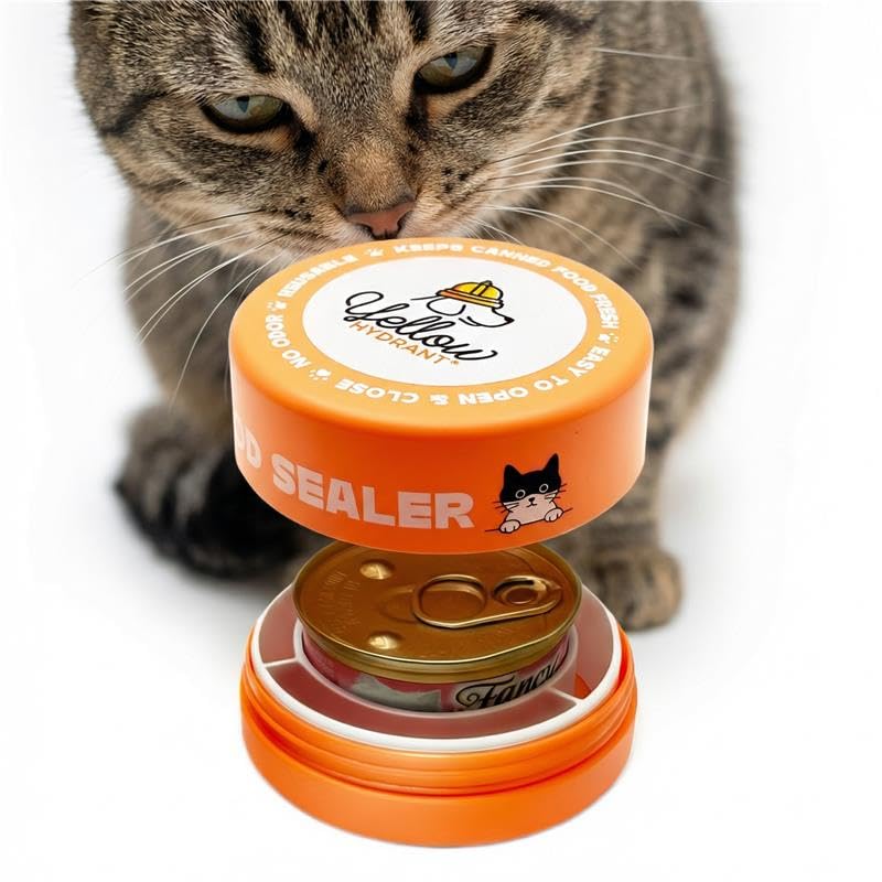 Canned Cat Food Storage Container Patent Pending Reusable Airtight Can Cover Pet Food Sealer - Keeps Cat Food Container Sealed and Fresh in the Fridge, Eliminates Odor (1 pack)