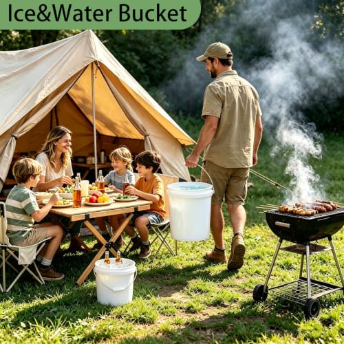 5 Gallon Large & 2.5 Gallon Small Bucket Set with Handle (6 Pack), Plastic Bucket for Cleaning Car Wash Paint Garden Outdoor, Food Grade Plastic Container for Water Kitchen Storage, White - size: 3 x 5 Gallon & 3 x 2.5 Gallon