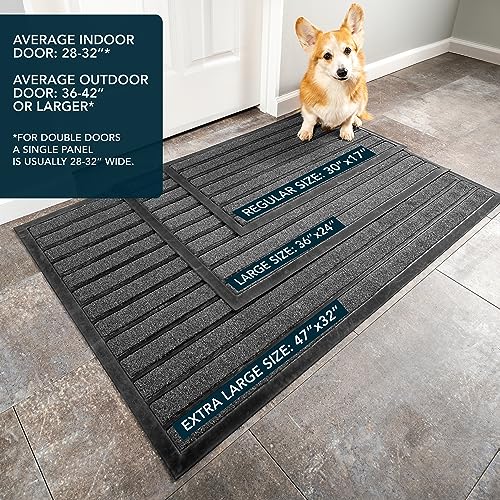 Ubdyo Extra Durable Door Mat Outside Entrance (30" x 17", Bright Grey) | Dirt Trapping, Non-Slip Backing, Indoor or Outdoor Use, Welcome Mat, Low Profile, Natural Rubber, Stain Fade Resistant - color: Bright Grey, size: 30" x 17" (Rectangular)