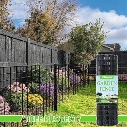 Black PVC Coated Welded Wire Fencing,2"x2" 16 Gauge,48inch H x 100ft L Garden Wire Fence Roll,2/3/4/5/6ft Tall x 50/100 ft Long Vinyl Coating Metal Wire Mesh for Yard,Farm,Dog,Vegetable Protection - color: Black, size: 2"x2" 48inx100ft