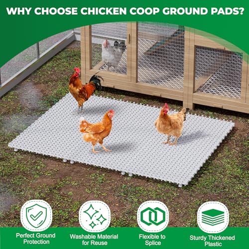 Forestchill Chicken Coop Ground Pads, 9 Pcs Plastic Floor Pads for Chicken Coops, Reusable Interlocking Walking Mats, Chicken Coop Accessories to Keep Coop Dry and Clean, Flexible to Splice