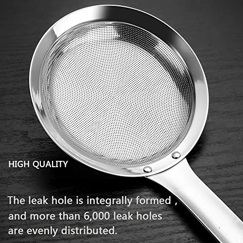 3Pack Sieve Fine Mesh Strainer Set Stainless Steel Metal Flat Cooking Skimmer Ladle Colander With Handle Food Strainer Kitchen Tools For Kitchen Baking Oil Filter Flour Sifter Foam,L M Small