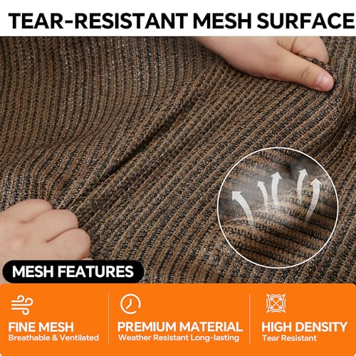 90% Sun Shade Cloth with Grommets, 8' x 12' Pergola Shade Cover Canopy, Breathable HDPE Mesh Tarp for Patio, Garden, Backyard, Porch and Outdoor Privacy, Mocha - size: 8'x12'