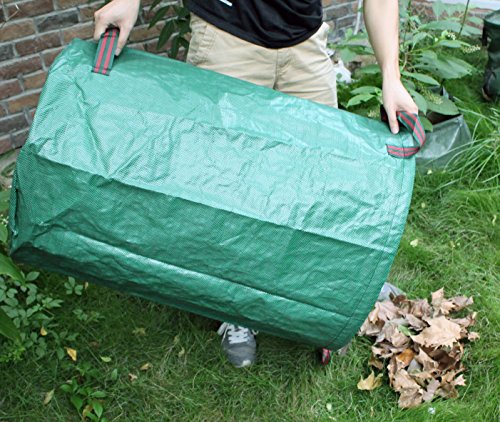 Gardzen 3 Pack 32 Gallon Garden Waste Bags Reusable Heavy Duty | Gardening Bags for Lawn and Yard Cleanup, Reusable Leaf Waste Bags for Leaves, Grass Clippings and Outdoor Debris - size: 1 Count (Pack of 3)