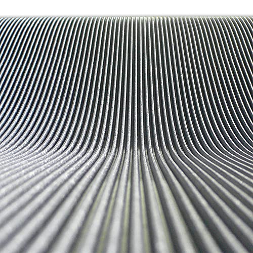 Rubber-Cal Fine Rib Corrugated Rubber Floor Mat - 1/8" x 4 ft x 8 ft Black - size: 96"L x 48"W x 0.1"Th