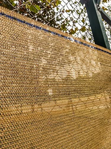 5'10" x 100 FT 60% Shade Cloth Roll Tan | Green HDPE UV Resistant Breathable Eyelets Sun Protection for Greenhouse Garden Fence Pergola Patio Flower Plant Kennel - size: 5'10"x100ft - 60% - Tan