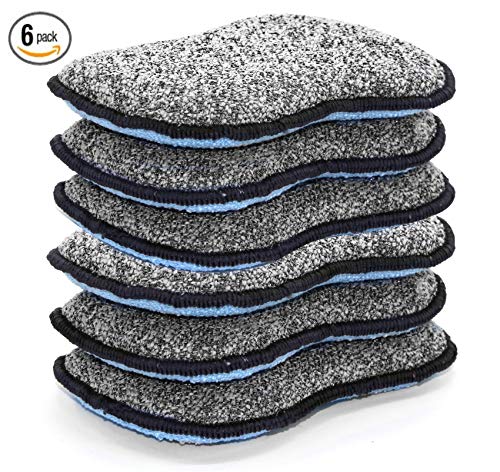 Multi-Purpose Scrub Sponges for Kitchen By Scrub- it - Non-Scratch Microfiber Sponge Along with Heavy Duty Scouring Power - Effortless Cleaning of Dishes, Pots and Pans All at Once(6 Pack, Large) - size: Large (Pack of 6)